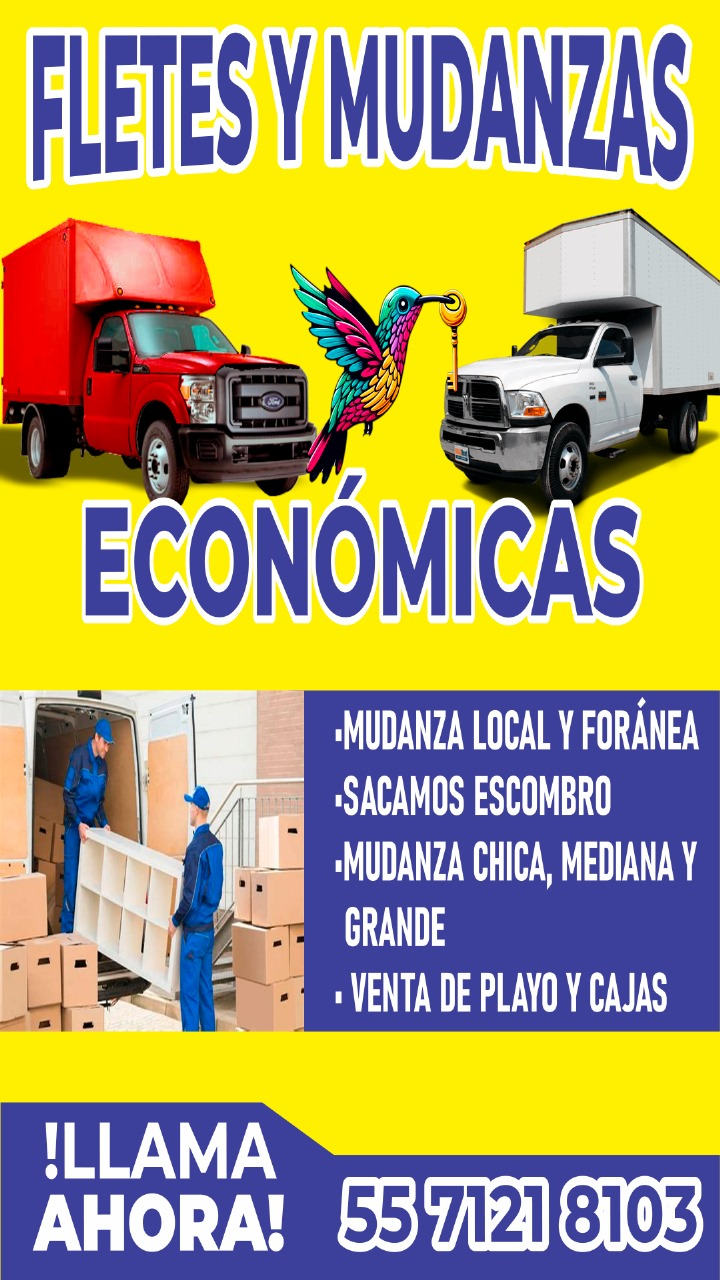 Anuncio de Fletes y Mudanzas económicas VICAM con servicios y teléfono 55 7121 8103